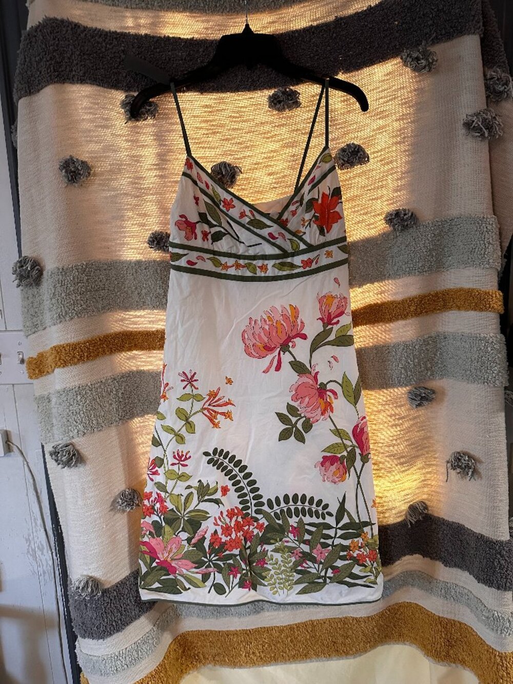 J.Crew Floral Spaghetti Strap Crossover Sundress - White & Pink Size 2